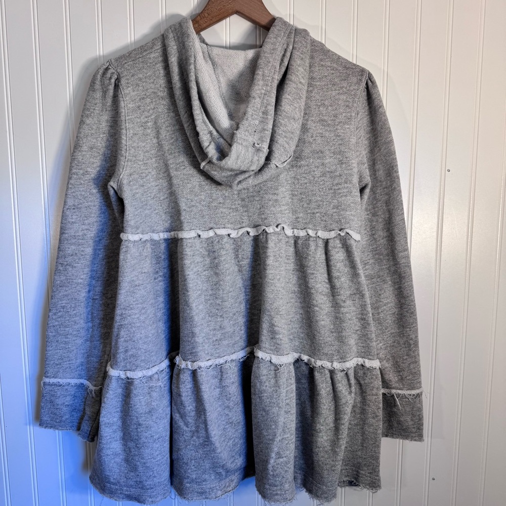 Free People Tiered Trapeze Zip-Up Hoodie Swearer Gray  Women’s Size Small - Picture 7 of 12
